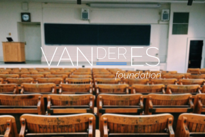 Vanderes Foundation logo overlaid on photo of a classroom